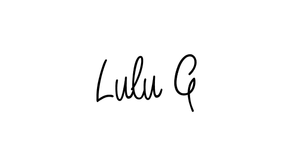 if you are searching for the best signature style for your name Lulu G. so please give up your signature search. here we have designed multiple signature styles  using Angelique-Rose-font-FFP. Lulu G signature style 5 images and pictures png