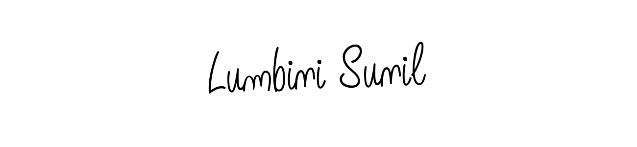 Use a signature maker to create a handwritten signature online. With this signature software, you can design (Angelique-Rose-font-FFP) your own signature for name Lumbini Sunil. Lumbini Sunil signature style 5 images and pictures png