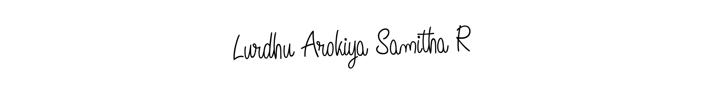 Angelique-Rose-font-FFP is a professional signature style that is perfect for those who want to add a touch of class to their signature. It is also a great choice for those who want to make their signature more unique. Get Lurdhu Arokiya Samitha R name to fancy signature for free. Lurdhu Arokiya Samitha R signature style 5 images and pictures png