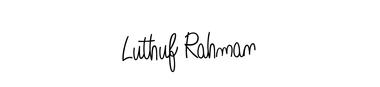 You should practise on your own different ways (Angelique-Rose-font-FFP) to write your name (Luthuf Rahman) in signature. don't let someone else do it for you. Luthuf Rahman signature style 5 images and pictures png