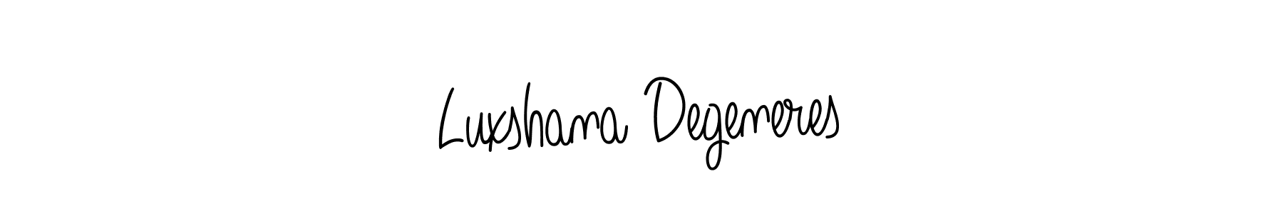 Make a beautiful signature design for name Luxshana Degeneres. With this signature (Angelique-Rose-font-FFP) style, you can create a handwritten signature for free. Luxshana Degeneres signature style 5 images and pictures png