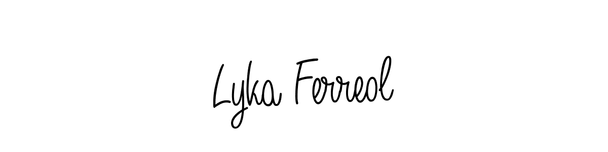 Lyka Ferreol stylish signature style. Best Handwritten Sign (Angelique-Rose-font-FFP) for my name. Handwritten Signature Collection Ideas for my name Lyka Ferreol. Lyka Ferreol signature style 5 images and pictures png