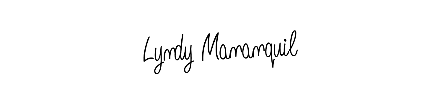 Use a signature maker to create a handwritten signature online. With this signature software, you can design (Angelique-Rose-font-FFP) your own signature for name Lyndy Mananquil. Lyndy Mananquil signature style 5 images and pictures png