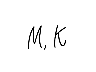 The best way (Angelique-Rose-font-FFP) to make a short signature is to pick only two or three words in your name. The name M, K include a total of six letters. For converting this name. M, K signature style 5 images and pictures png