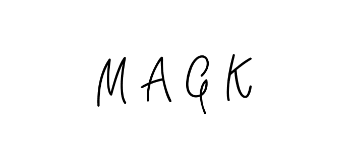 How to make M A G K name signature. Use Angelique-Rose-font-FFP style for creating short signs online. This is the latest handwritten sign. M A G K signature style 5 images and pictures png