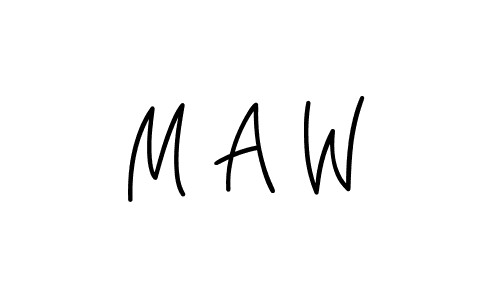 How to make M A W name signature. Use Angelique-Rose-font-FFP style for creating short signs online. This is the latest handwritten sign. M A W signature style 5 images and pictures png