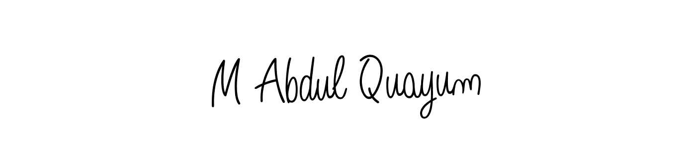 The best way (Angelique-Rose-font-FFP) to make a short signature is to pick only two or three words in your name. The name M Abdul Quayum include a total of six letters. For converting this name. M Abdul Quayum signature style 5 images and pictures png