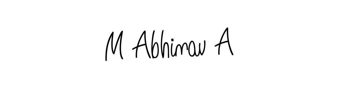 Design your own signature with our free online signature maker. With this signature software, you can create a handwritten (Angelique-Rose-font-FFP) signature for name M Abhinav A. M Abhinav A signature style 5 images and pictures png