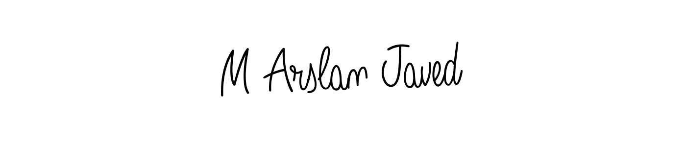 You should practise on your own different ways (Angelique-Rose-font-FFP) to write your name (M Arslan Javed) in signature. don't let someone else do it for you. M Arslan Javed signature style 5 images and pictures png