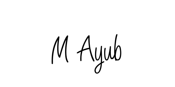 How to make M Ayub name signature. Use Angelique-Rose-font-FFP style for creating short signs online. This is the latest handwritten sign. M Ayub signature style 5 images and pictures png