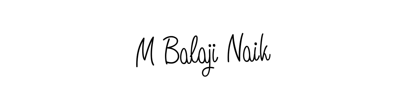 Use a signature maker to create a handwritten signature online. With this signature software, you can design (Angelique-Rose-font-FFP) your own signature for name M Balaji Naik. M Balaji Naik signature style 5 images and pictures png