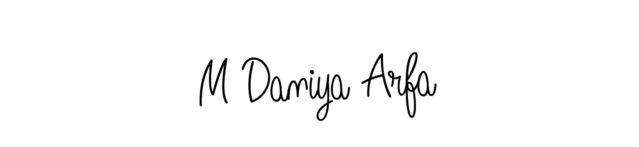 Also You can easily find your signature by using the search form. We will create M Daniya Arfa name handwritten signature images for you free of cost using Angelique-Rose-font-FFP sign style. M Daniya Arfa signature style 5 images and pictures png