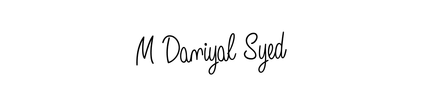 You should practise on your own different ways (Angelique-Rose-font-FFP) to write your name (M Daniyal Syed) in signature. don't let someone else do it for you. M Daniyal Syed signature style 5 images and pictures png