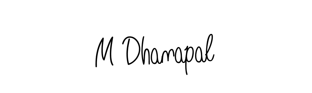 How to make M Dhanapal name signature. Use Angelique-Rose-font-FFP style for creating short signs online. This is the latest handwritten sign. M Dhanapal signature style 5 images and pictures png