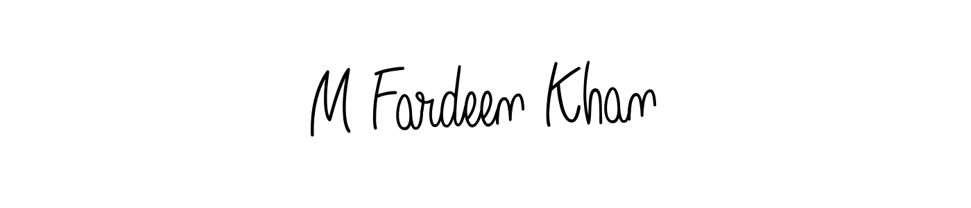 Use a signature maker to create a handwritten signature online. With this signature software, you can design (Angelique-Rose-font-FFP) your own signature for name M Fardeen Khan. M Fardeen Khan signature style 5 images and pictures png