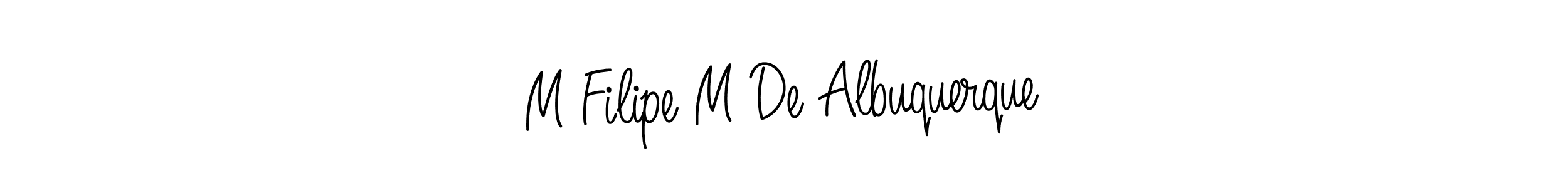 You should practise on your own different ways (Angelique-Rose-font-FFP) to write your name (M Filipe M De Albuquerque) in signature. don't let someone else do it for you. M Filipe M De Albuquerque signature style 5 images and pictures png