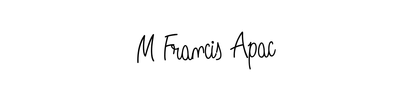 The best way (Angelique-Rose-font-FFP) to make a short signature is to pick only two or three words in your name. The name M Francis Apac include a total of six letters. For converting this name. M Francis Apac signature style 5 images and pictures png