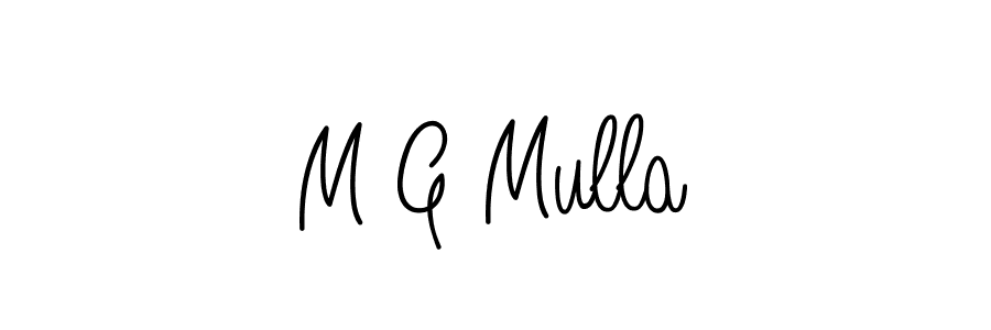 How to make M G Mulla name signature. Use Angelique-Rose-font-FFP style for creating short signs online. This is the latest handwritten sign. M G Mulla signature style 5 images and pictures png