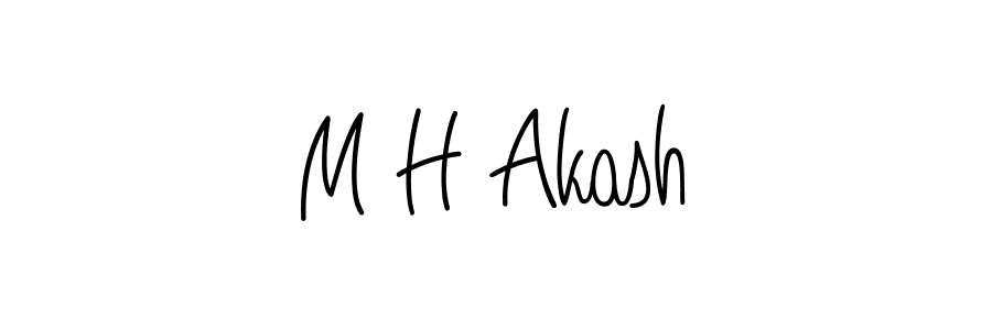 The best way (Angelique-Rose-font-FFP) to make a short signature is to pick only two or three words in your name. The name M H Akash include a total of six letters. For converting this name. M H Akash signature style 5 images and pictures png