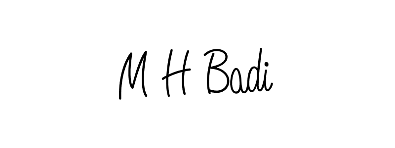 Also we have M H Badi name is the best signature style. Create professional handwritten signature collection using Angelique-Rose-font-FFP autograph style. M H Badi signature style 5 images and pictures png