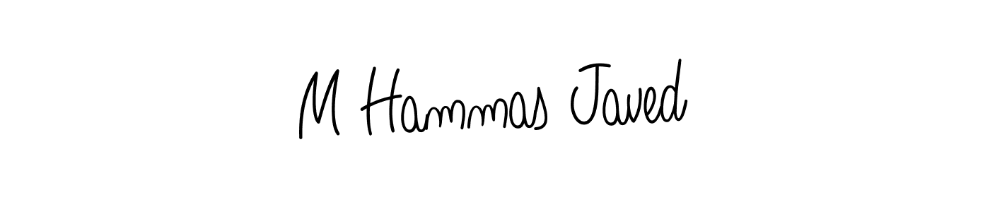 You should practise on your own different ways (Angelique-Rose-font-FFP) to write your name (M Hammas Javed) in signature. don't let someone else do it for you. M Hammas Javed signature style 5 images and pictures png