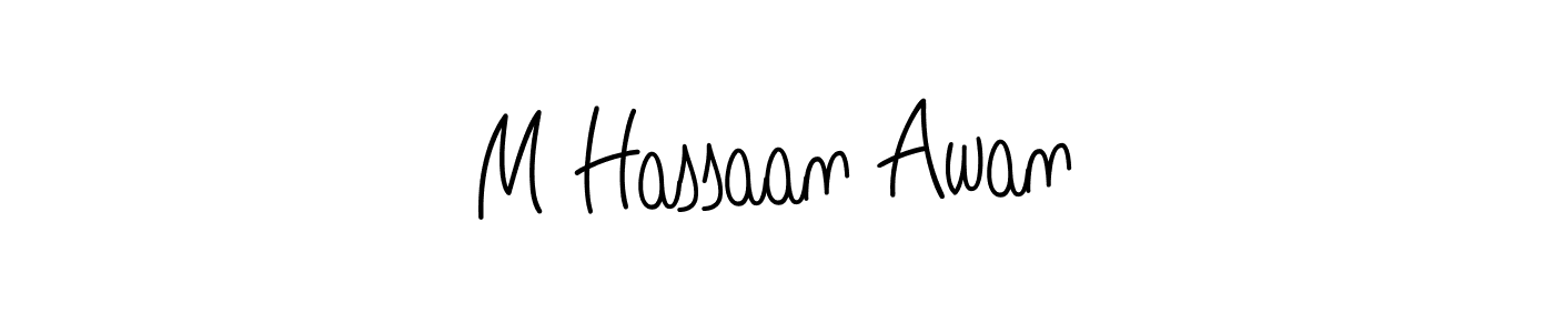 The best way (Angelique-Rose-font-FFP) to make a short signature is to pick only two or three words in your name. The name M Hassaan Awan include a total of six letters. For converting this name. M Hassaan Awan signature style 5 images and pictures png