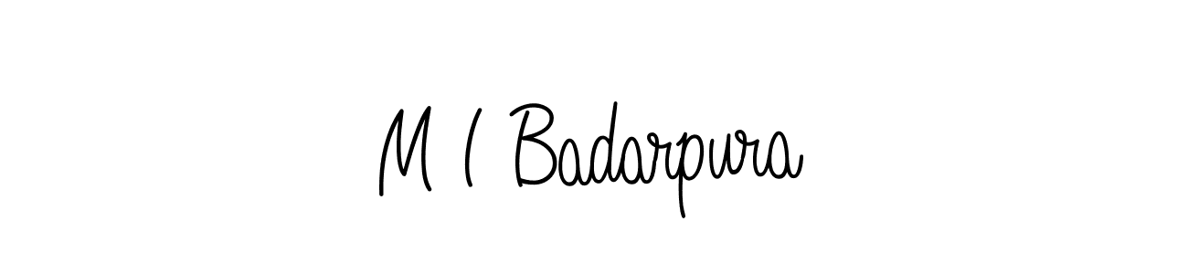 The best way (Angelique-Rose-font-FFP) to make a short signature is to pick only two or three words in your name. The name M I Badarpura include a total of six letters. For converting this name. M I Badarpura signature style 5 images and pictures png