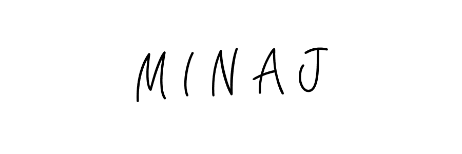 The best way (Angelique-Rose-font-FFP) to make a short signature is to pick only two or three words in your name. The name M I N A J include a total of six letters. For converting this name. M I N A J signature style 5 images and pictures png