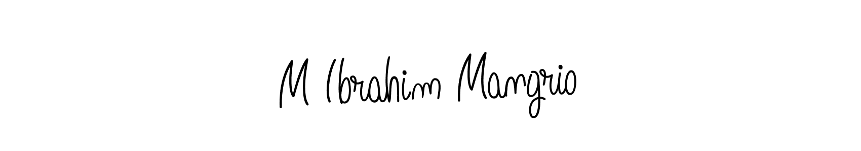 You should practise on your own different ways (Angelique-Rose-font-FFP) to write your name (M Ibrahim Mangrio) in signature. don't let someone else do it for you. M Ibrahim Mangrio signature style 5 images and pictures png