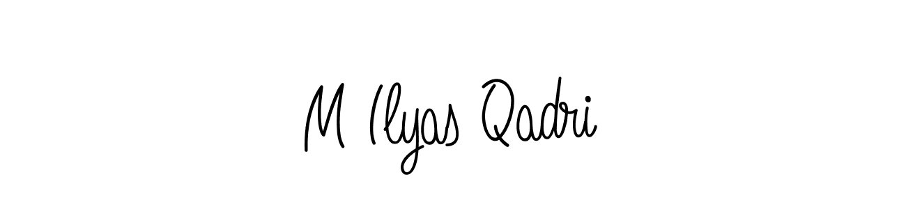 You should practise on your own different ways (Angelique-Rose-font-FFP) to write your name (M Ilyas Qadri) in signature. don't let someone else do it for you. M Ilyas Qadri signature style 5 images and pictures png