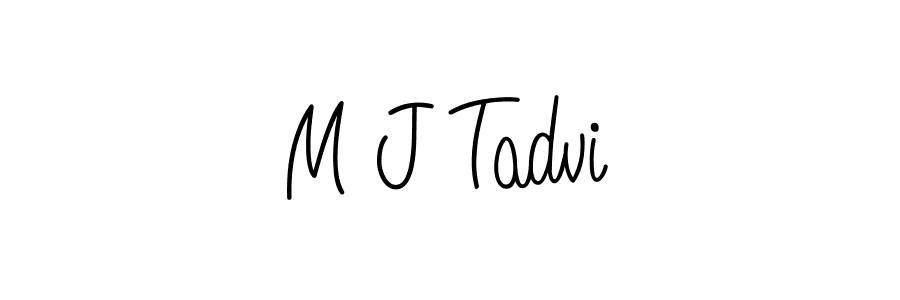 How to make M J Tadvi name signature. Use Angelique-Rose-font-FFP style for creating short signs online. This is the latest handwritten sign. M J Tadvi signature style 5 images and pictures png