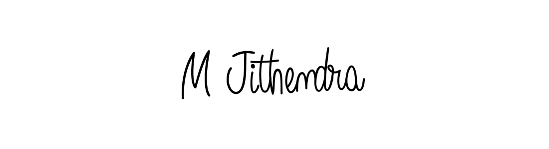 How to make M Jithendra name signature. Use Angelique-Rose-font-FFP style for creating short signs online. This is the latest handwritten sign. M Jithendra signature style 5 images and pictures png