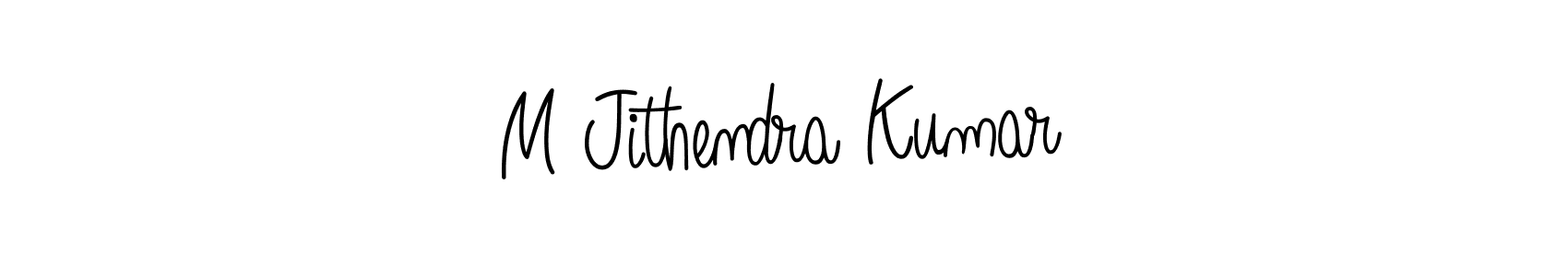 How to make M Jithendra Kumar name signature. Use Angelique-Rose-font-FFP style for creating short signs online. This is the latest handwritten sign. M Jithendra Kumar signature style 5 images and pictures png