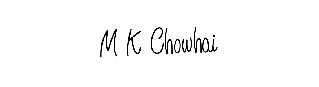 You should practise on your own different ways (Angelique-Rose-font-FFP) to write your name (M K Chowhai) in signature. don't let someone else do it for you. M K Chowhai signature style 5 images and pictures png