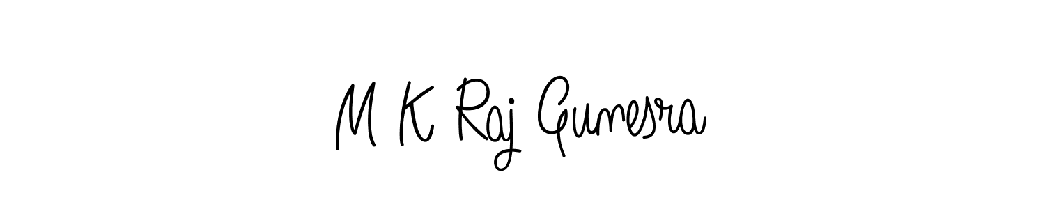 How to make M K Raj Gunesra name signature. Use Angelique-Rose-font-FFP style for creating short signs online. This is the latest handwritten sign. M K Raj Gunesra signature style 5 images and pictures png