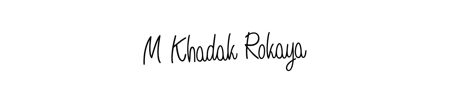 Make a beautiful signature design for name M Khadak Rokaya. With this signature (Angelique-Rose-font-FFP) style, you can create a handwritten signature for free. M Khadak Rokaya signature style 5 images and pictures png