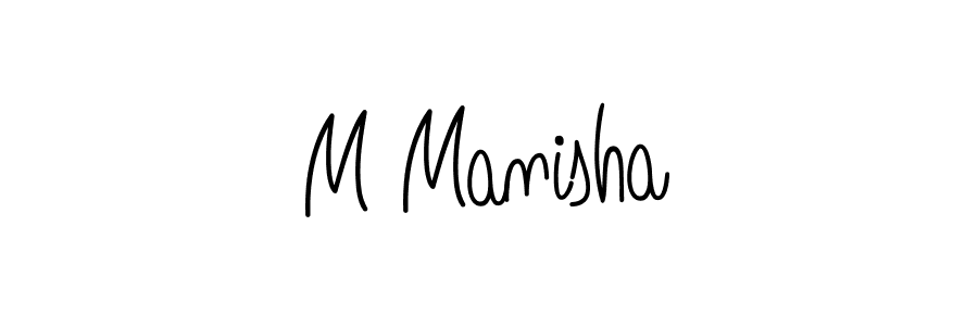 You should practise on your own different ways (Angelique-Rose-font-FFP) to write your name (M Manisha) in signature. don't let someone else do it for you. M Manisha signature style 5 images and pictures png