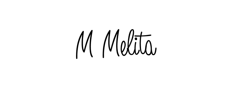 The best way (Angelique-Rose-font-FFP) to make a short signature is to pick only two or three words in your name. The name M Melita include a total of six letters. For converting this name. M Melita signature style 5 images and pictures png