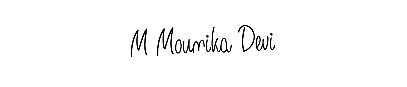 How to make M Mounika Devi name signature. Use Angelique-Rose-font-FFP style for creating short signs online. This is the latest handwritten sign. M Mounika Devi signature style 5 images and pictures png