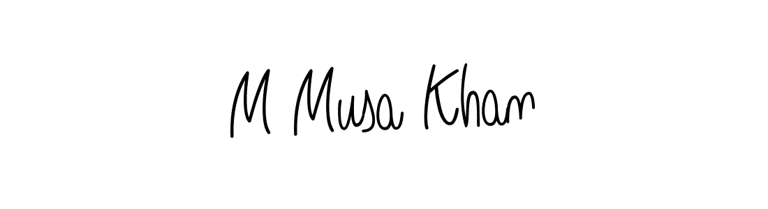 Use a signature maker to create a handwritten signature online. With this signature software, you can design (Angelique-Rose-font-FFP) your own signature for name M Musa Khan. M Musa Khan signature style 5 images and pictures png