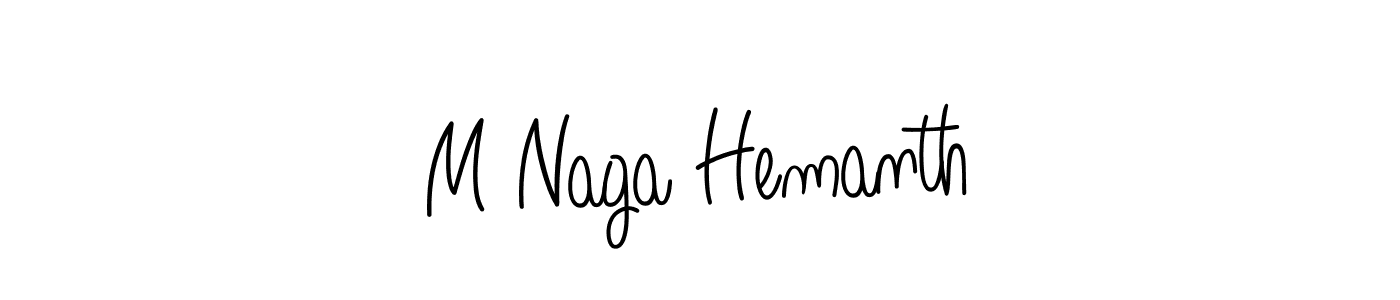 You should practise on your own different ways (Angelique-Rose-font-FFP) to write your name (M Naga Hemanth) in signature. don't let someone else do it for you. M Naga Hemanth signature style 5 images and pictures png