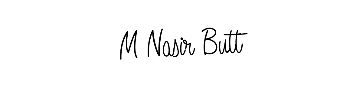 The best way (Angelique-Rose-font-FFP) to make a short signature is to pick only two or three words in your name. The name M Nasir Butt include a total of six letters. For converting this name. M Nasir Butt signature style 5 images and pictures png