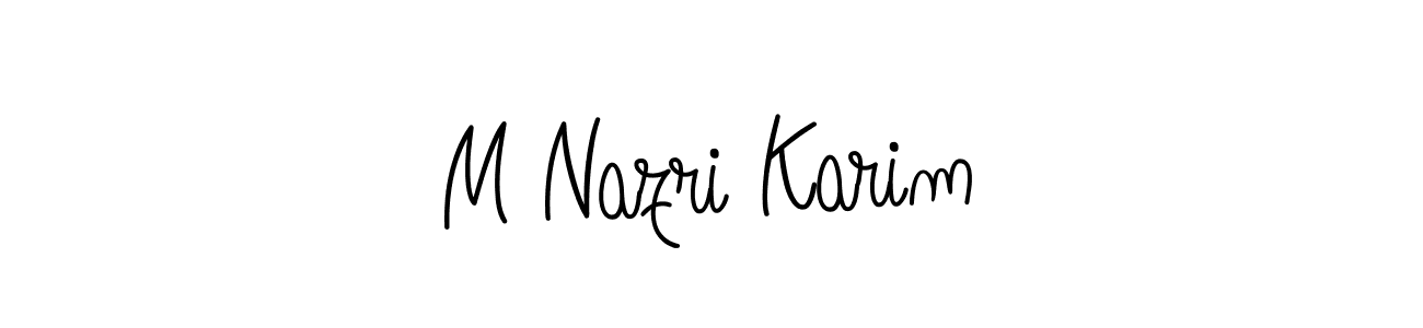 The best way (Angelique-Rose-font-FFP) to make a short signature is to pick only two or three words in your name. The name M Nazri Karim include a total of six letters. For converting this name. M Nazri Karim signature style 5 images and pictures png