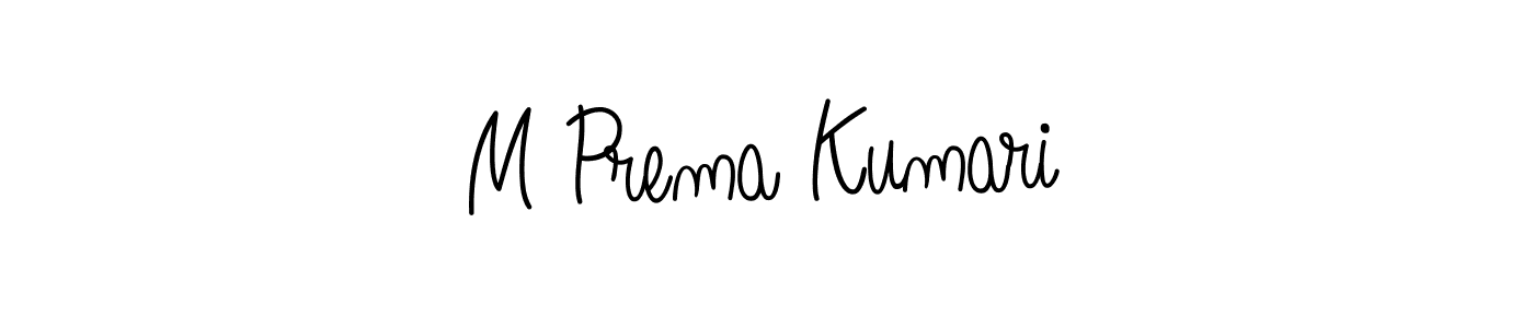 The best way (Angelique-Rose-font-FFP) to make a short signature is to pick only two or three words in your name. The name M Prema Kumari include a total of six letters. For converting this name. M Prema Kumari signature style 5 images and pictures png
