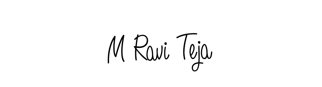 Use a signature maker to create a handwritten signature online. With this signature software, you can design (Angelique-Rose-font-FFP) your own signature for name M Ravi Teja. M Ravi Teja signature style 5 images and pictures png