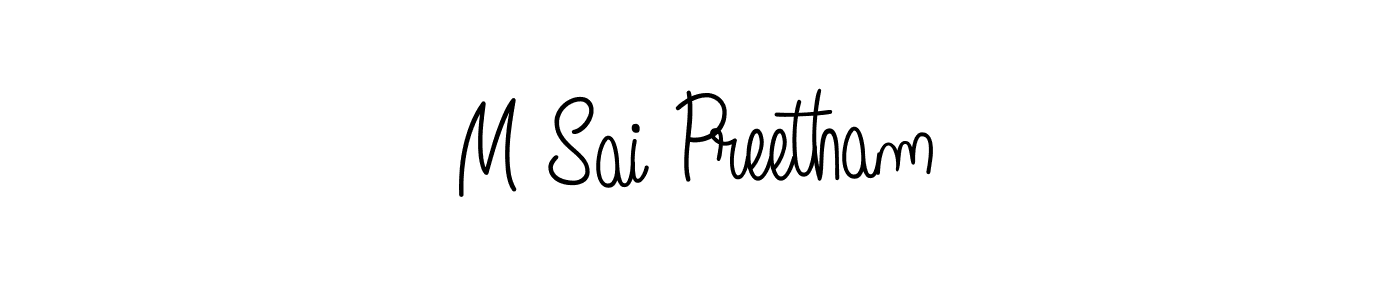 The best way (Angelique-Rose-font-FFP) to make a short signature is to pick only two or three words in your name. The name M Sai Preetham include a total of six letters. For converting this name. M Sai Preetham signature style 5 images and pictures png