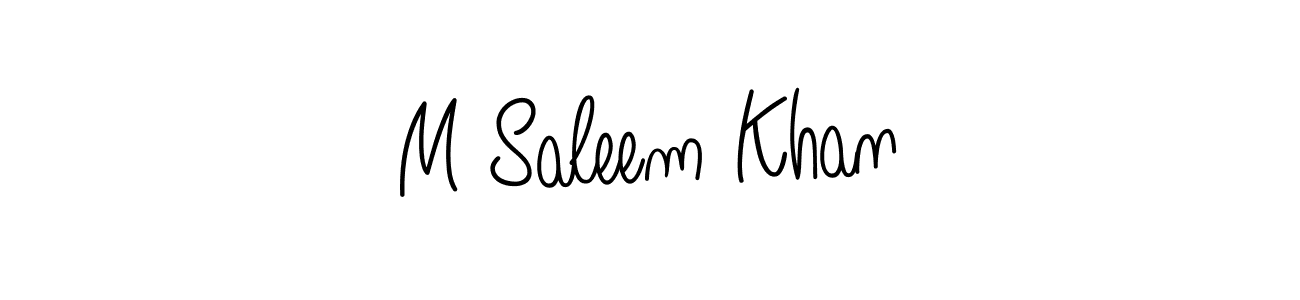 How to make M Saleem Khan name signature. Use Angelique-Rose-font-FFP style for creating short signs online. This is the latest handwritten sign. M Saleem Khan signature style 5 images and pictures png