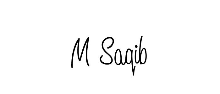 Make a beautiful signature design for name M Saqib. With this signature (Angelique-Rose-font-FFP) style, you can create a handwritten signature for free. M Saqib signature style 5 images and pictures png