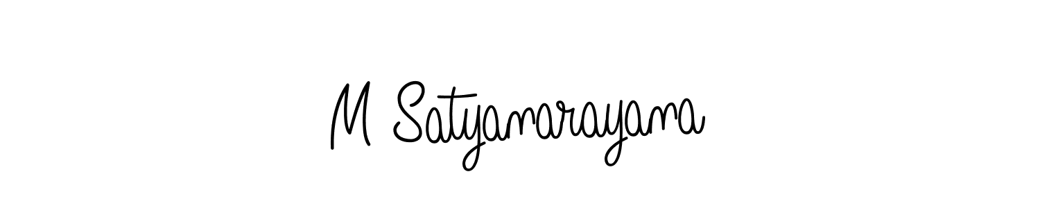 You should practise on your own different ways (Angelique-Rose-font-FFP) to write your name (M Satyanarayana) in signature. don't let someone else do it for you. M Satyanarayana signature style 5 images and pictures png