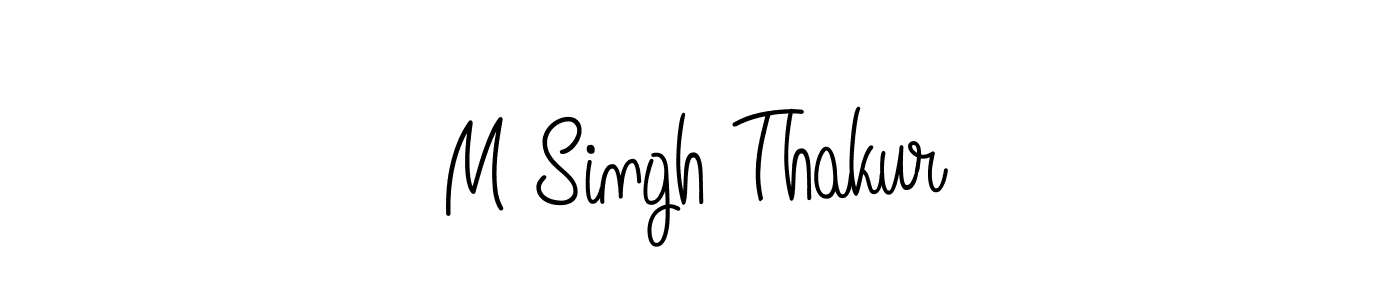 You should practise on your own different ways (Angelique-Rose-font-FFP) to write your name (M Singh Thakur) in signature. don't let someone else do it for you. M Singh Thakur signature style 5 images and pictures png